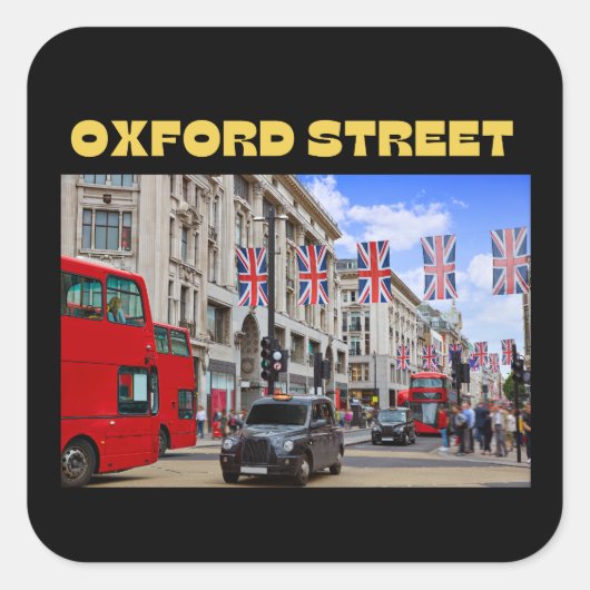 Oxford Street Aufkleber in Schwarz (Vorderseite)