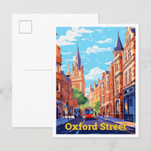 Oxford Street England Reise Vintage Illustration Postkarte