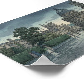 Oxford University in Rain Japanese Woodblock Print Poster (Ecke)