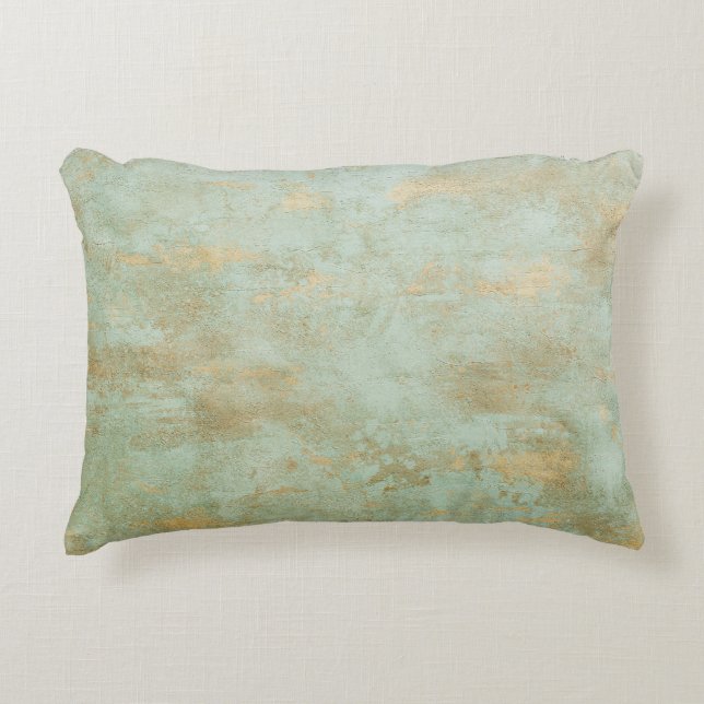 Oxidiertes Kupfer und Grüne Textur Dekokissen (Vorderseite)