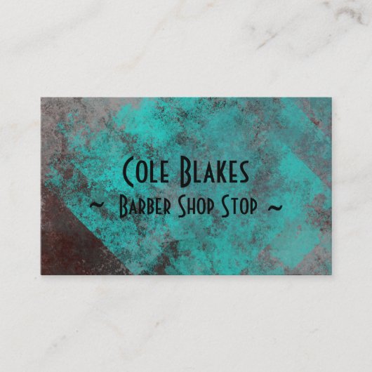 Oxidiertes Türkis auf Metallbarberskarte Visitenkarte (Vorderseite)