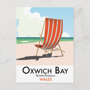 Oxwich Bay Gower Halbinsel Vintage-Reiseposter. Postkarte
