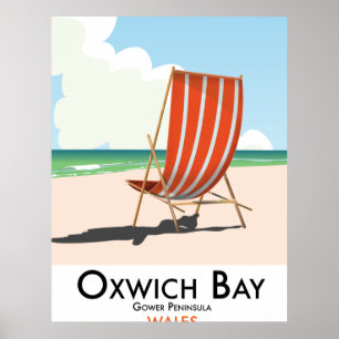 Oxwich Bay Gower Peninsula Vintage Reiseplakat. Poster