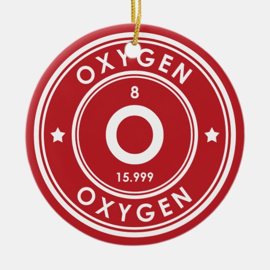 Oxygen Element Rote Keramik Ornament (Vorne)