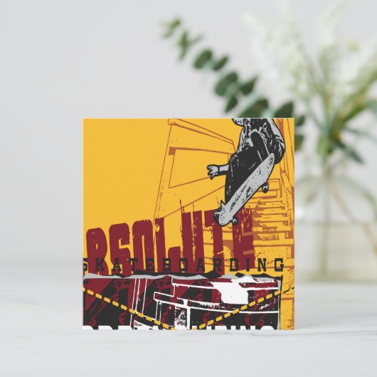 Oxygentees Skateboard-Einladung Einladung (Stehend Vorderseite)