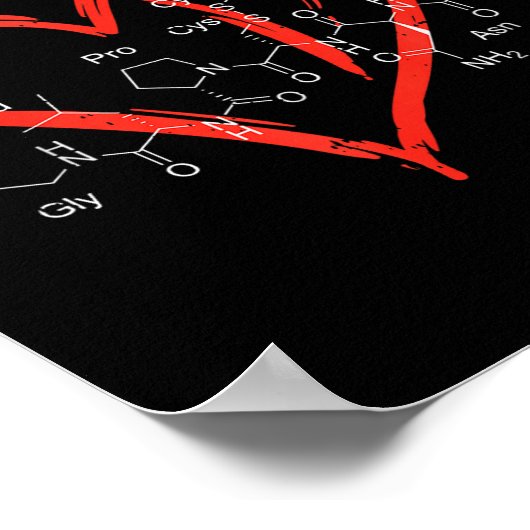 Oxytocin Molecules Heart Love Valentines Day Scien Poster (Ecke)