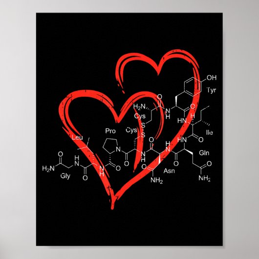 Oxytocin Molecules Heart Love Valentines Day Scien Poster (Vorne)