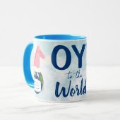 OY! auf die Welt. Funny Earth & Face Mask Holiday Tasse (Vorderseite Links)