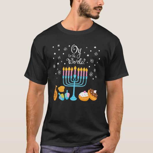 Oy To The World Happy Hanukkah Jewish Chanukah Men T-Shirt (Vorderseite)
