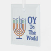 Oy to World Menorah Ornament Aus Glas (Vorderseite links)