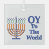 Oy to World Menorah Ornament Aus Glas (Vorderseite)