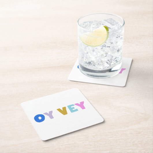 Oy Vey Funny Yiddish Expression Niedlich farbenfro Rechteckiger Pappuntersetzer (Vor Ort)