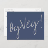 Oy Vey Script | Aufschiebung von Navy Blue und Gra Postkarte (Vorne/Hinten)
