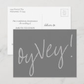 Oy Vey Script | Silbergrauer Wechsel des Hochzeitd Postkarte (Vorne/Hinten)
