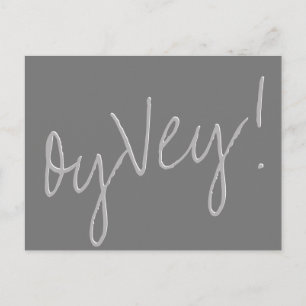 Oy Vey Script Silbergrauer Wechsel des Hochzeitd Postkarte