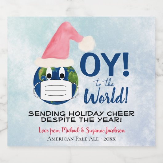 OY zur Welt! Funny Pandemic Holiday Cheer Bierflaschenetikett (Einzelnes Label)