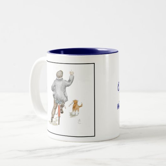 Oy! Zurück Zweifarbige Tasse (Vorderseite Links)