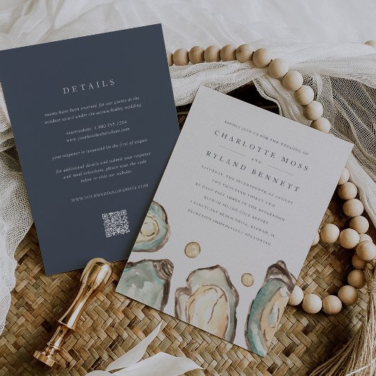 Oyster an der Küste in einem QR-Code Hochzeit Einladung