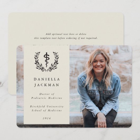 Oyster Asclepius Medical Abschluss Foto Ankündigung (Vorne/Hinten)