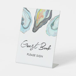 Oyster Bar Coastal Guest Book Tabletop Sockelschild
