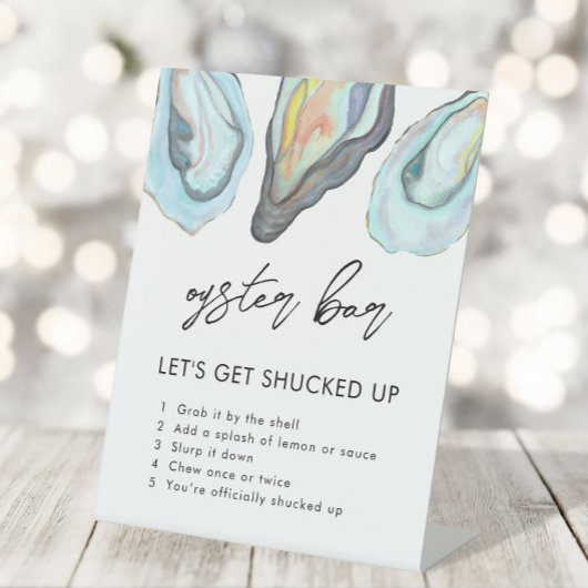 Oyster Bar Coastal Wedding Table Sign, Sockelschild