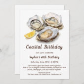 Oyster Birthday Party | Elegante Küste Einladung (Vorne/Hinten)