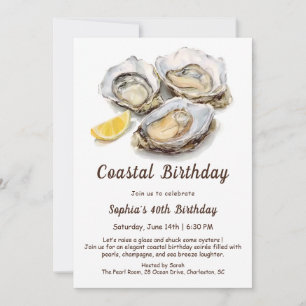 Oyster Birthday Party Elegante Küste Einladung