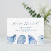 Oyster Blue Watercolor Änderung der Adresskarte RSVP Karte (Stehend Vorderseite)