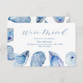 Oyster Blue Watercolor Änderung der Adresskarte RSVP Karte (Vorne/Hinten)