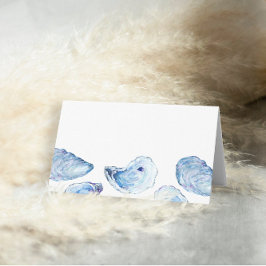 Oyster Blue Watercolor Beach Wedding Blank Platzkarte