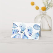 Oyster Blue Watercolor Beach Wedding Lined Platzkarte (Rückseite)