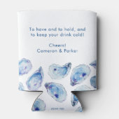 Oyster Blue Watercolor-Gastgeschenk Hochzeit Dosenkühler (Rückseite)