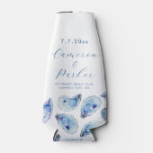 Oyster Blue Watercolor-Gastgeschenk Hochzeit Flaschenkühler (Vorderseite)