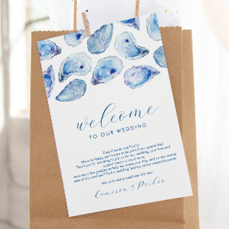 Oyster Blue Watercolor Hochzeitstag Begrüßungsreis Dankeskarte