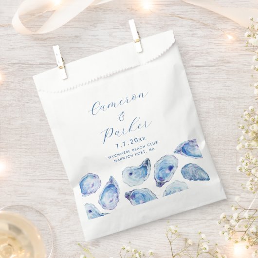 Oyster Blue Watercolor Wedding Geschenktütchen (Ausgeschnitten)