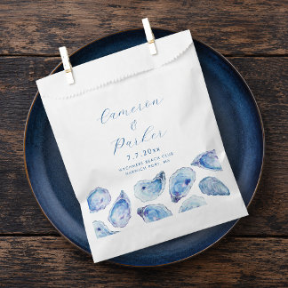 Oyster Blue Watercolor Wedding Geschenktütchen
