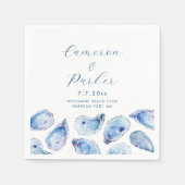 Oyster Blue Watercolor Wedding Serviette (Vorderseite)