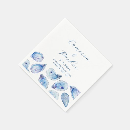 Oyster Blue Watercolor Wedding Serviette (Ecke)