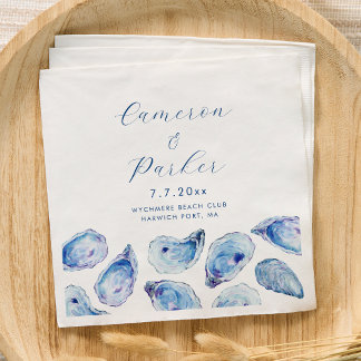 Oyster Blue Watercolor Wedding Serviette