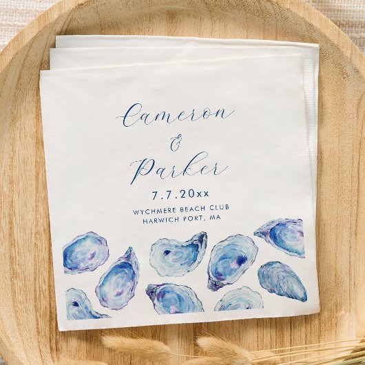 Oyster Blue Watercolor Wedding Serviette