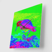 Oyster Catcher Quadratische Wanduhr (Winkel)