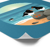 Oyster Catchers Illustration Poster (Ecke)