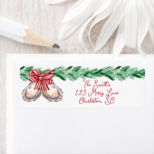 Oyster Christmas Return Address Label (Insitu)