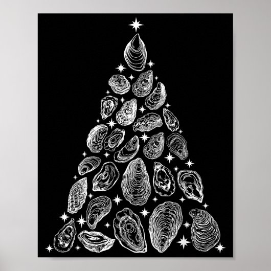 Oyster Christmas Tree Seafood Shellfish Holiday Be Poster (Vorne)