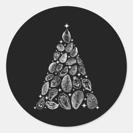 Oyster Christmas Tree Seafood Shellfish Holiday Be Runder Aufkleber (Vorderseite)