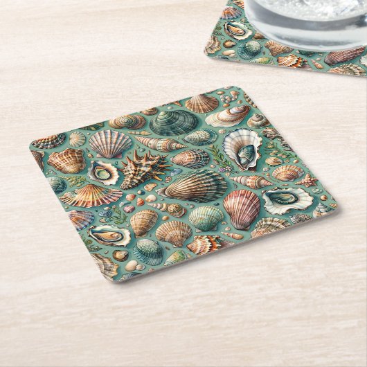 Oyster Clam Scallop Mussel Seashell Rechteckiger Pappuntersetzer (angewinkelt)