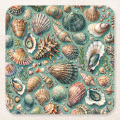 Oyster Clam Scallop Mussel Seashell Rechteckiger Pappuntersetzer (Vorderseite)