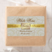 Oyster Damask Gold Monogram Wedding Wine Label (Insitu)