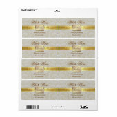 Oyster Damask Gold Monogram Wedding Wine Label (Vorne)