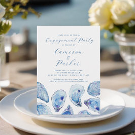 Oyster Engagement Party Blue Watercolor Einladung